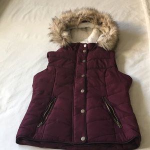 Aeropostale fur hoodie vest